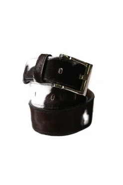 Best Carolina Jeans Belt Black and White Cowhide