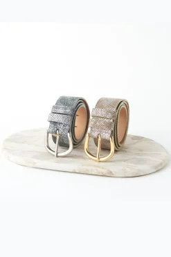 Sale Carolina Jeans Belt Metallic Blush Snake Print