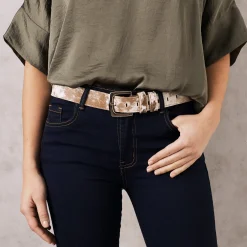 Best Carolina Jeans Belt Tan & White Cowhide