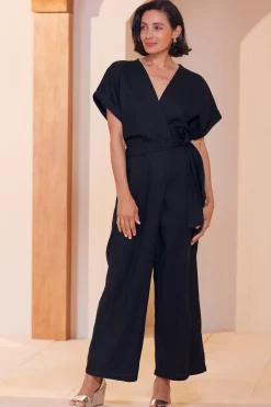 Cheap Carolina Jude Jumpsuit Linen Blend in Black-Pre Order