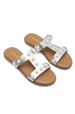 Cheap Carolina Kali Slides Silver