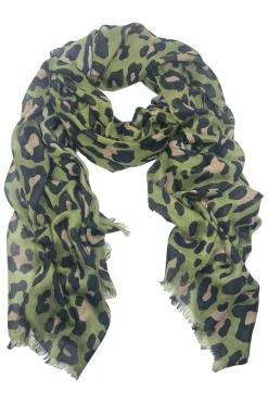 Best Sale Carolina Kaya Animal Print Modal Scarf Olive
