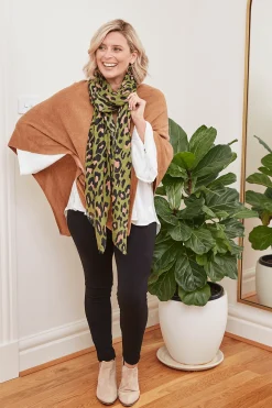 Best Sale Carolina Kaya Animal Print Modal Scarf Olive
