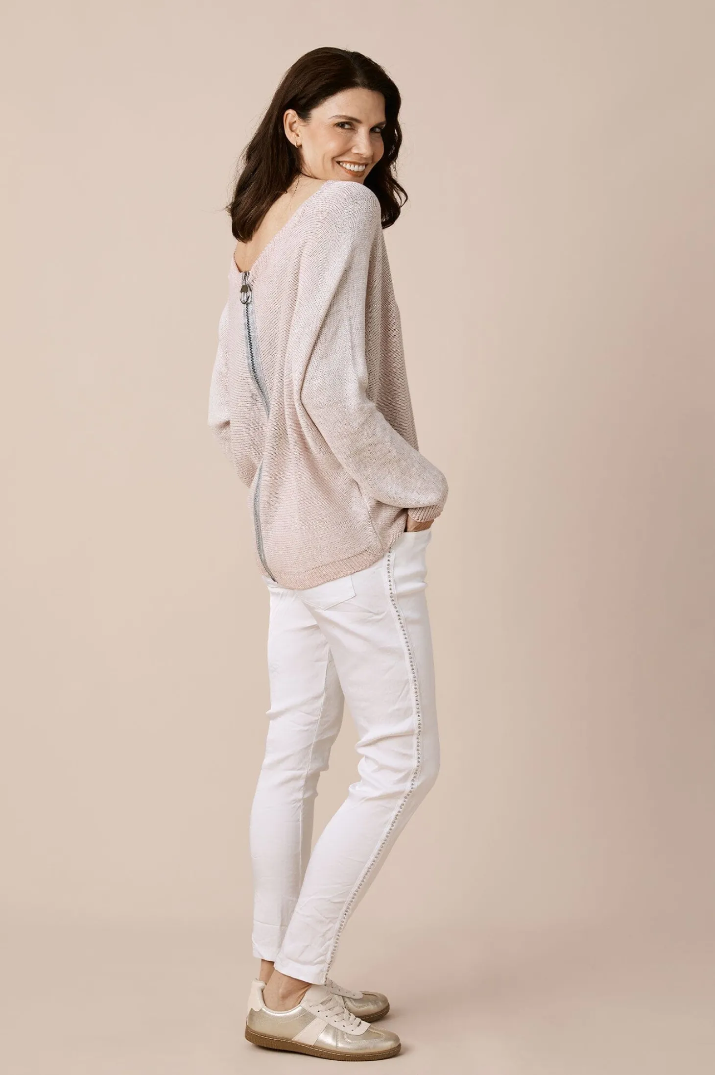 Discount Carolina Kyle Zipped Cardigan Blush Shimmer