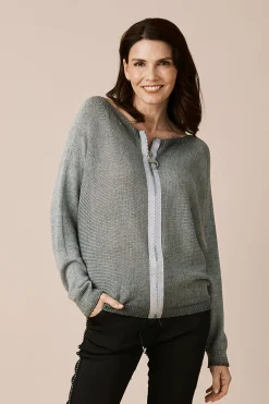 Cheap Carolina Kyle Zipped Cardigan Khaki Shimmer