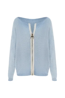 Discount Carolina Kyle Zipped Cardigan Light Blue Shimmer