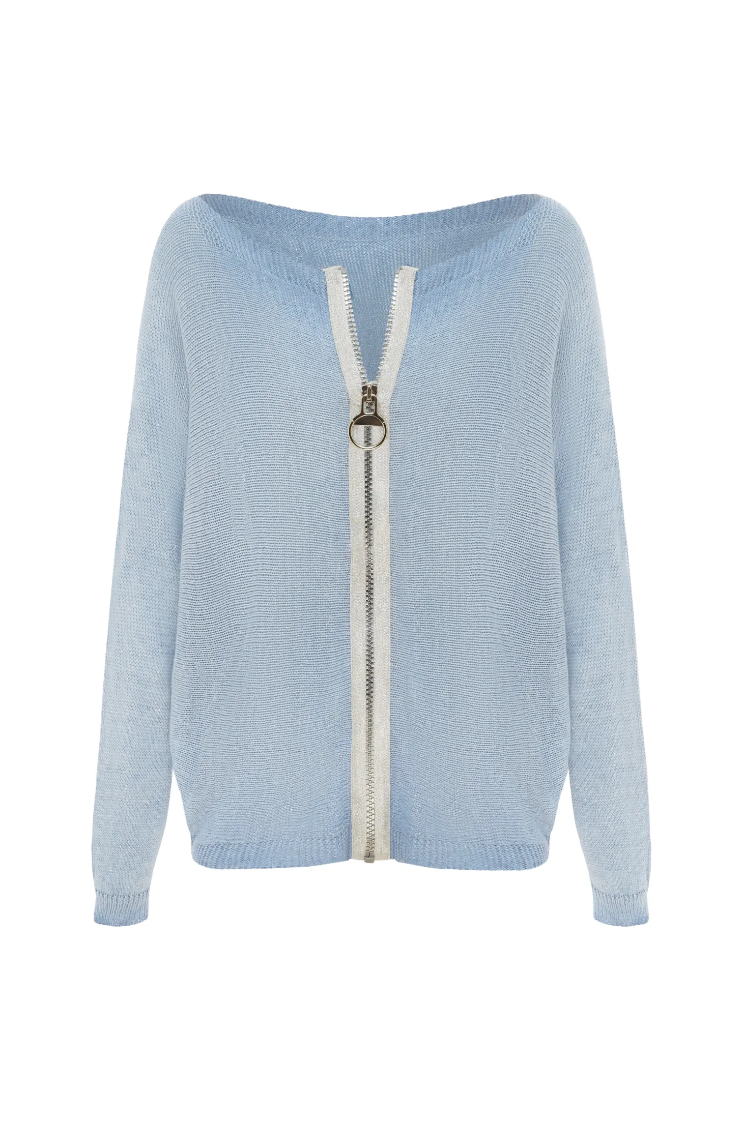 Discount Carolina Kyle Zipped Cardigan Light Blue Shimmer