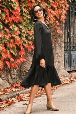 Outlet Carolina Laurel Long Sleeve Dress Black