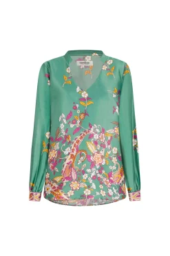 Cheap Carolina Laurie Print V-Neck Long Sleeve Top