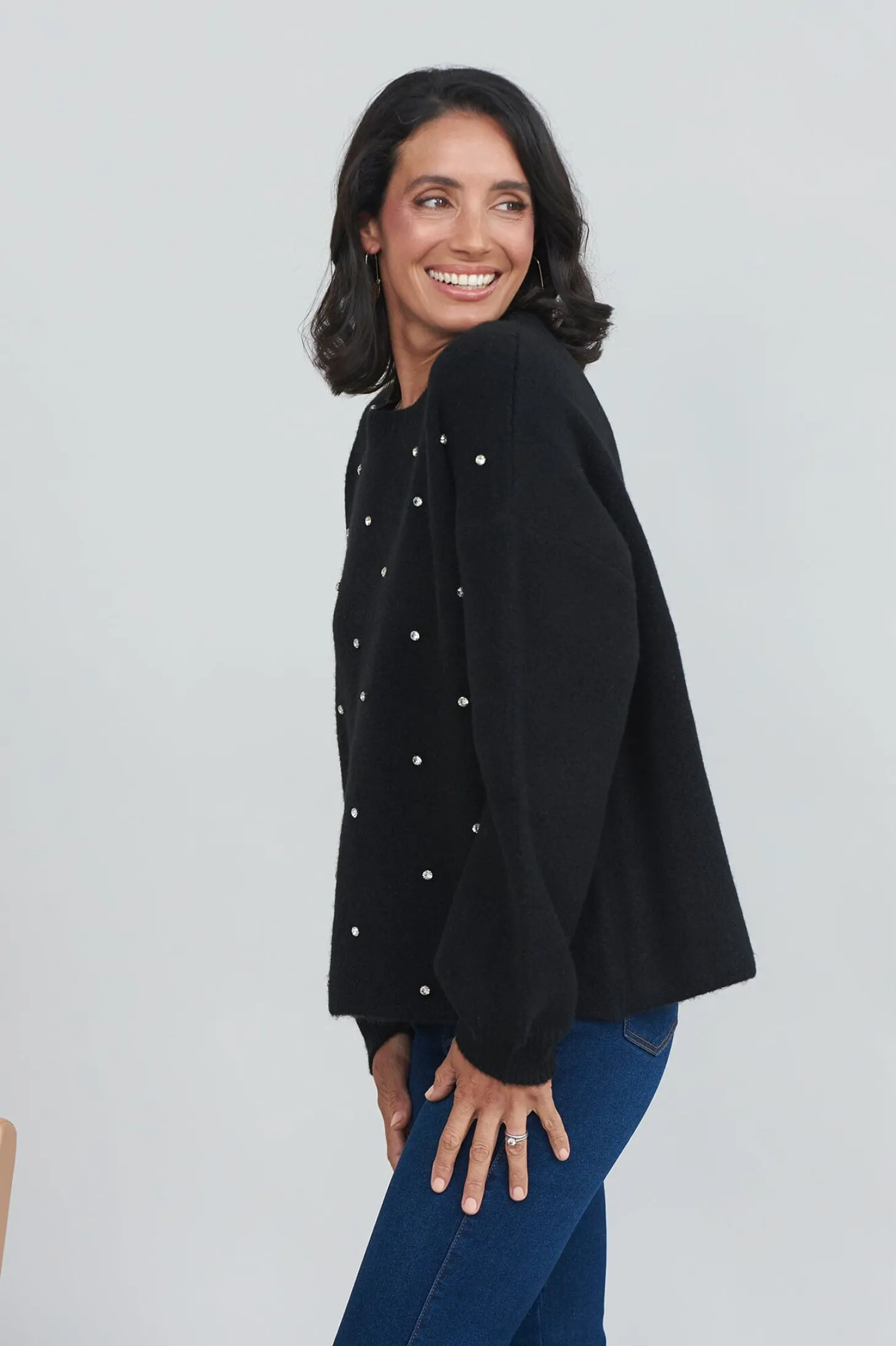 Clearance Carolina Lenya Diamante Jumper Black