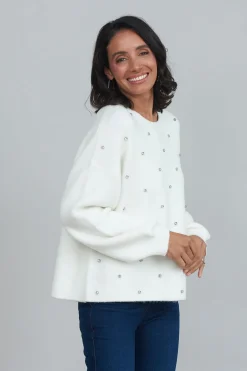 Cheap Carolina Lenya Diamante Jumper White