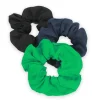 Online Carolina Linen Hair Scrunchies Black/ Emerald/ Navy