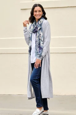 Hot Carolina Lissy Floral Modal Scarf Slate Blue