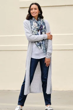 Hot Carolina Lissy Floral Modal Scarf Slate Blue