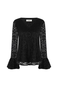 Best Sale Carolina Lorna Long Sleeve Lace Top Black