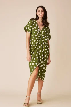 Fashion Carolina Louisa Dress Green Polka Dot