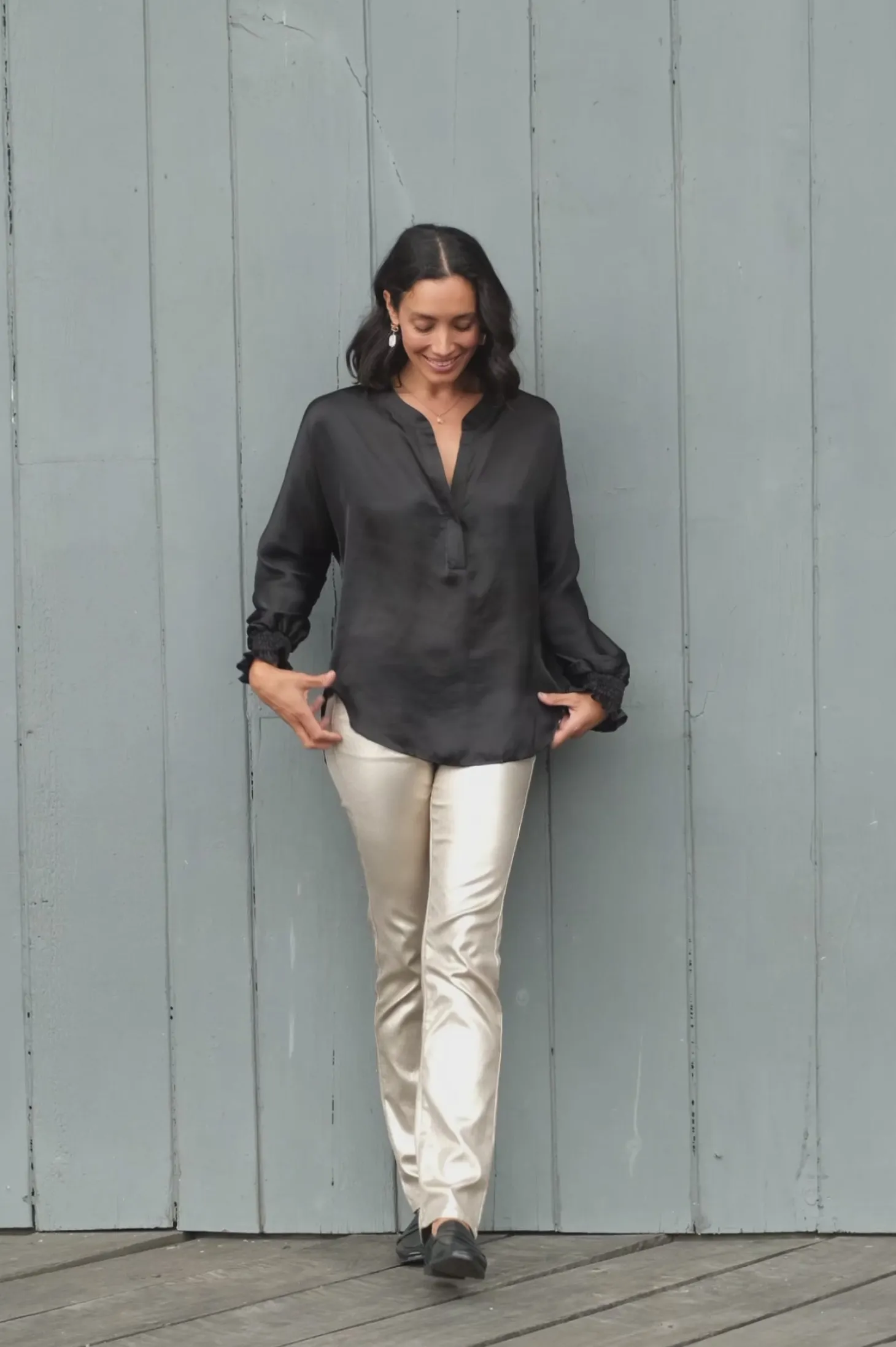 Flash Sale Carolina Lucia Metallic Gold Jeans
