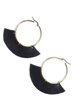 Store Carolina Luna Hoop Earrings Black Metallic