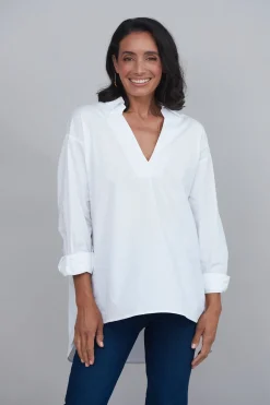 Sale Carolina Lynette Collared Long Sleeve Shirt White