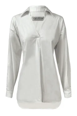 Sale Carolina Lynette Collared Long Sleeve Shirt White