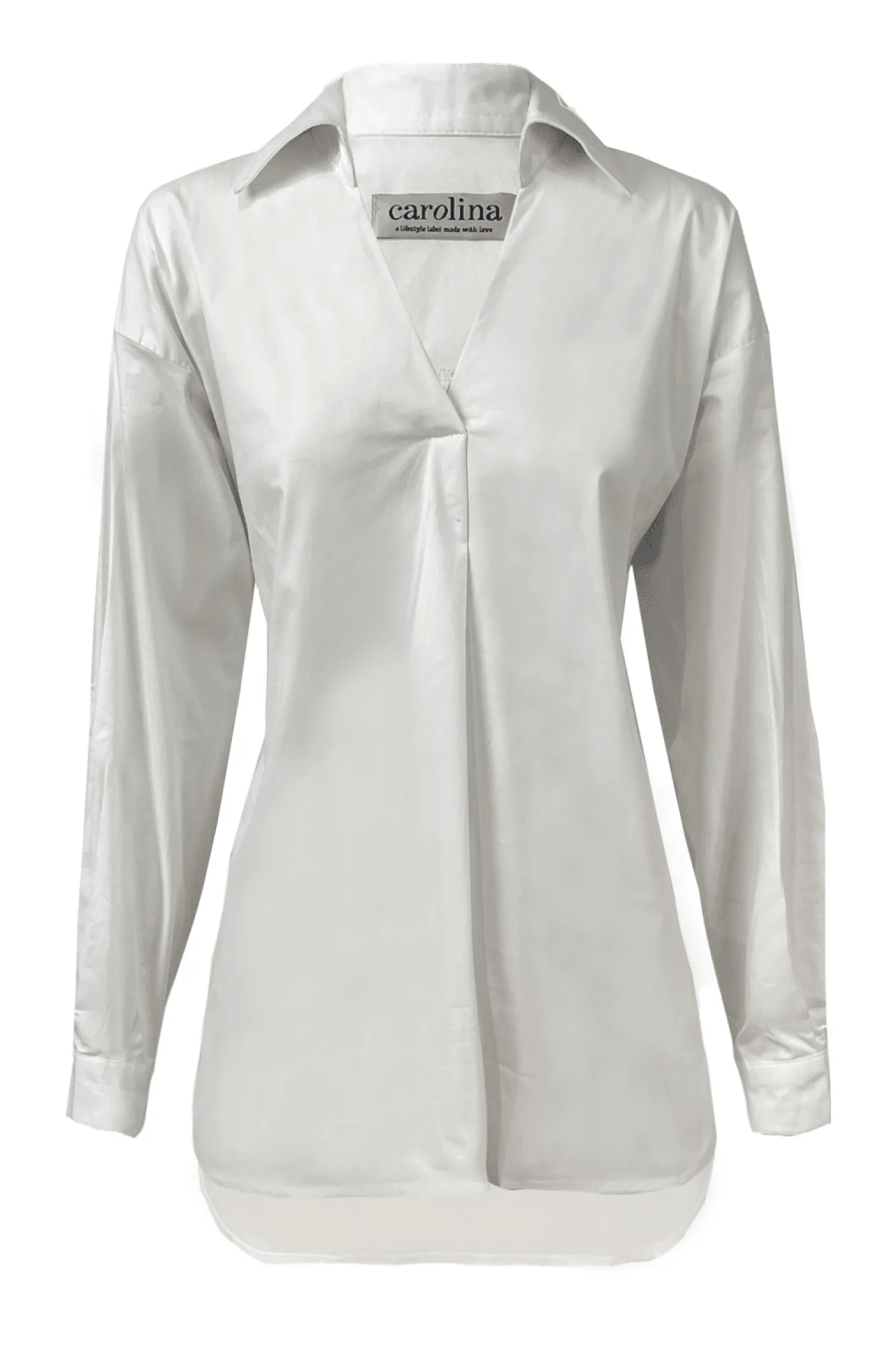Sale Carolina Lynette Collared Long Sleeve Shirt White