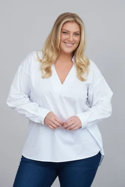 Sale Carolina Lynette Collared Long Sleeve Shirt White