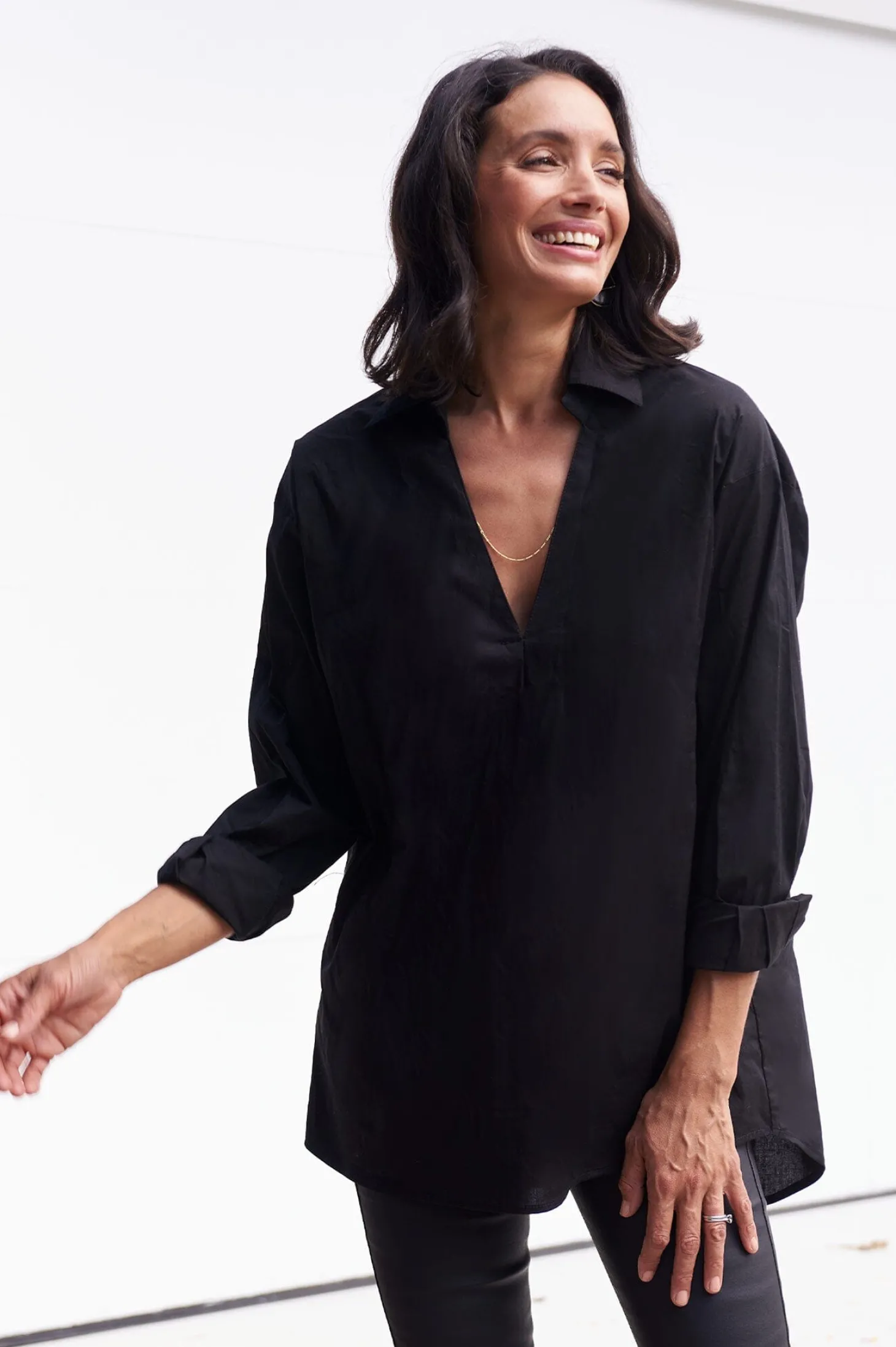 Best Carolina Lynette Collared Long Sleeve Shirt Black