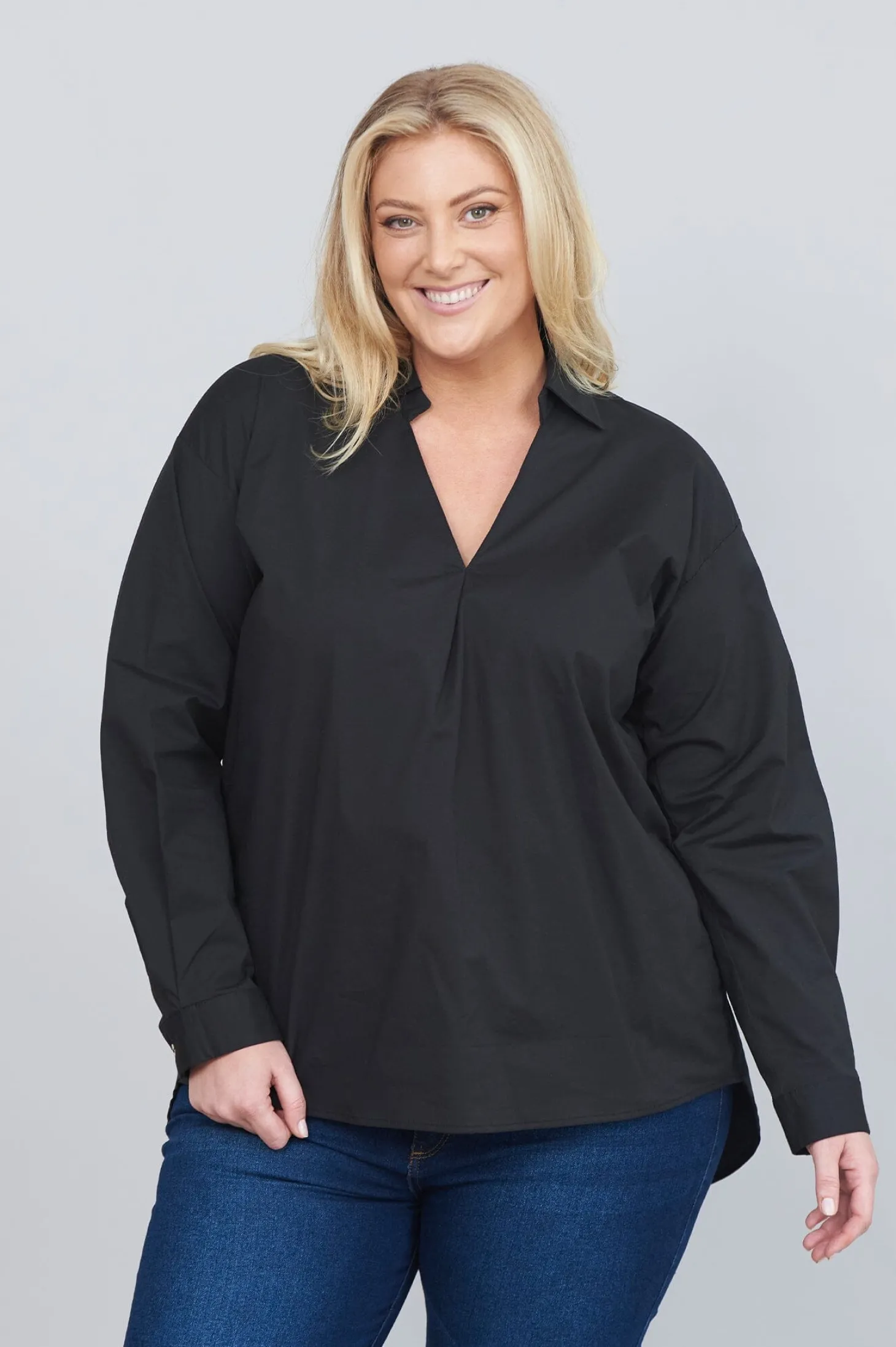 Best Carolina Lynette Collared Long Sleeve Shirt Black
