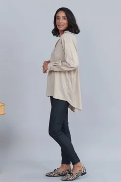 Sale Carolina Lynette Collared Long Sleeve Shirt Light Gold