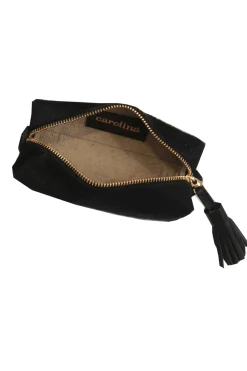 Best Sale Carolina Make up Bag Black Cowhide