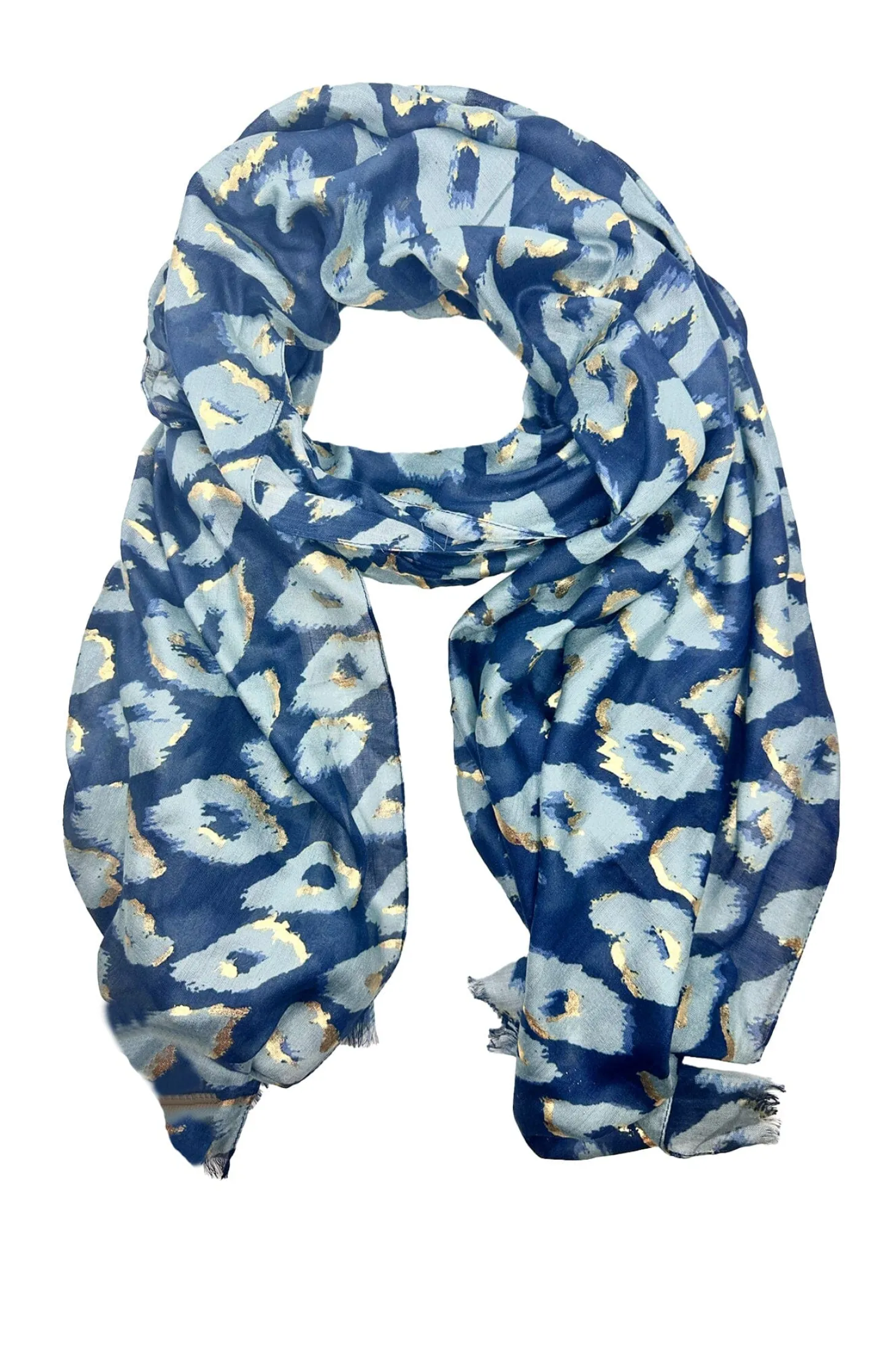 Fashion Carolina Makena Modal Scarf Navy with Gold