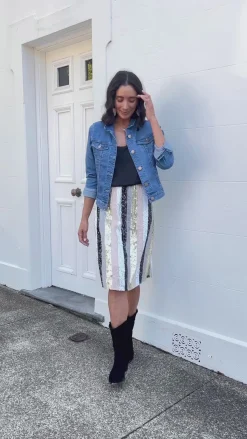 Best Sale Carolina Mia Stripe Skirt Multi Gold