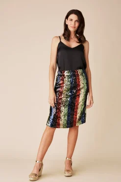 Best Sale Carolina Mia Stripe Skirt Multi Red
