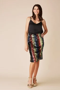Best Sale Carolina Mia Stripe Skirt Multi Red