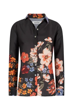 Sale Carolina Milena Collared Long Sleeve Shirt Charcoal