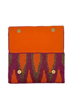 Cheap Carolina Namira Sequinned Clutch Bag Orange/Pink