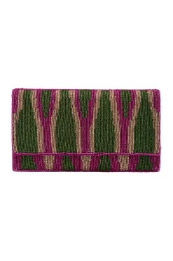 Discount Carolina Namira Sequinned Clutch Bag Green/Pink