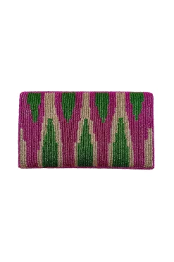 Discount Carolina Namira Sequinned Clutch Bag Green/Pink
