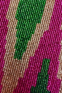 Discount Carolina Namira Sequinned Clutch Bag Green/Pink