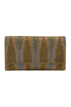 Shop Carolina Namira Sequinned Clutch Bag Gold/Silver