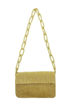 Cheap Carolina Nara Sequinned Clutch Bag Gold