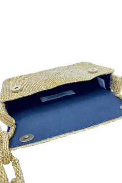 Cheap Carolina Nara Sequinned Clutch Bag Gold