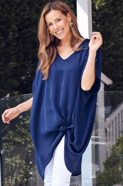 Fashion Carolina Nice Tunic Navy with V Neck