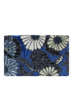 Best Carolina Nova Sequinned Clutch Bag Cobalt
