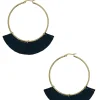 Store Carolina Olivia Leather Tassel Earrings Black