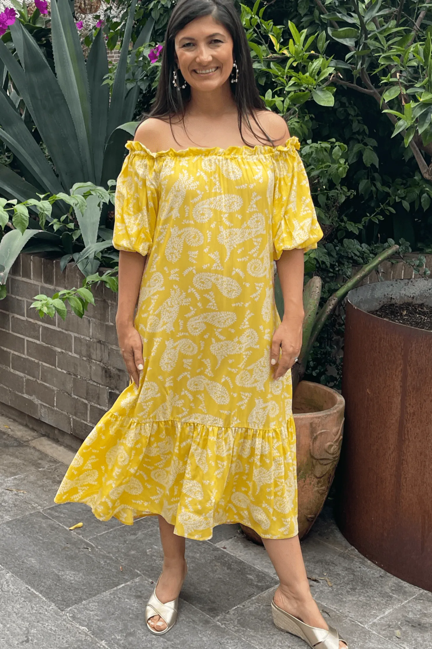 Sale Carolina Paisley Dress in Lemon