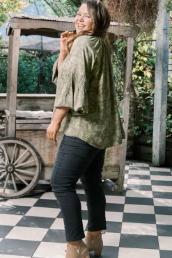 Sale Carolina Paisley Long Sleeve Top Olive