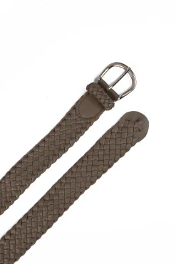Hot Carolina Plaited Jeans Belt Khaki Soft Leather