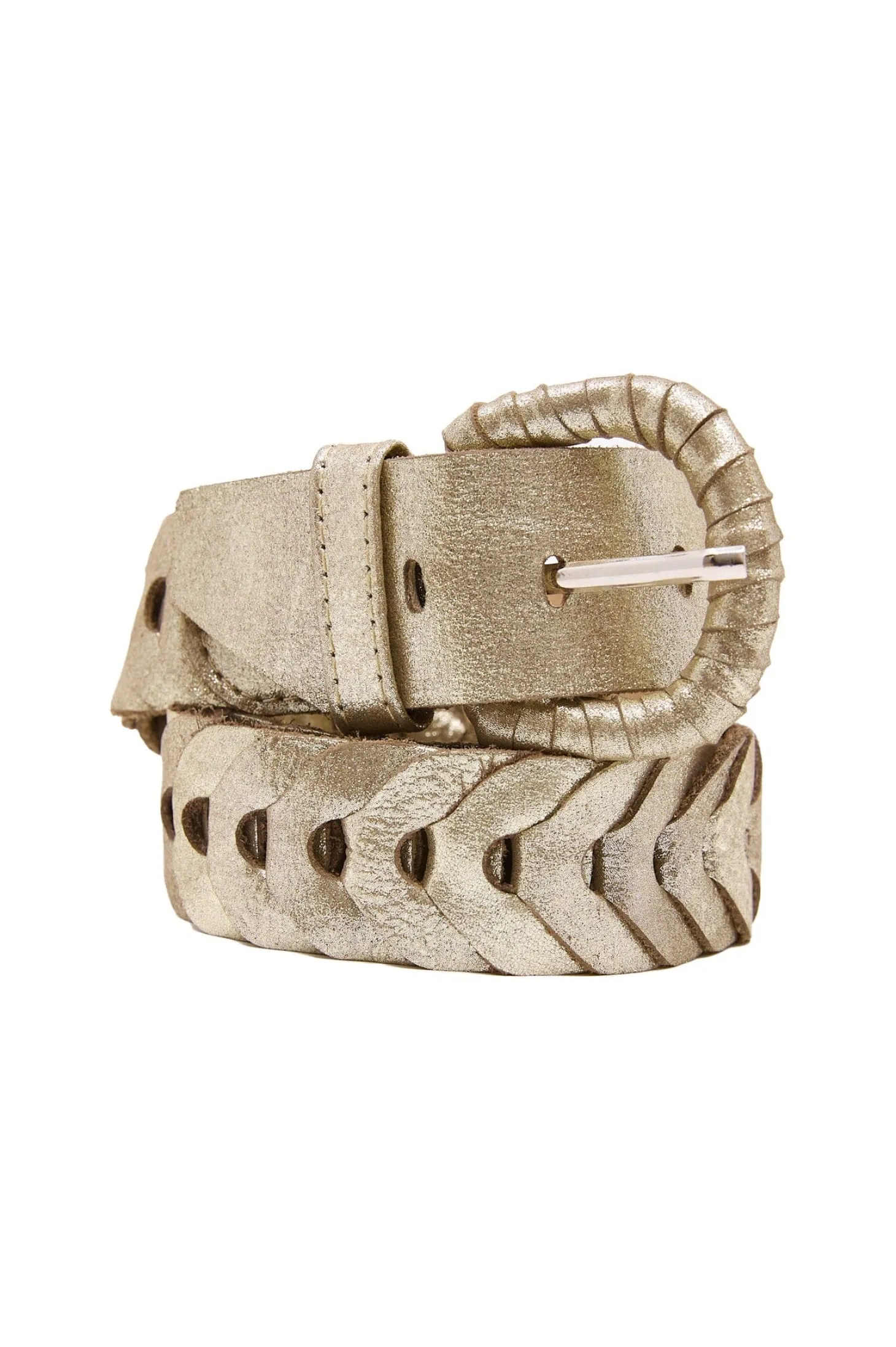 Shop Carolina Plaited Jeans Belt Metallic Light Gold