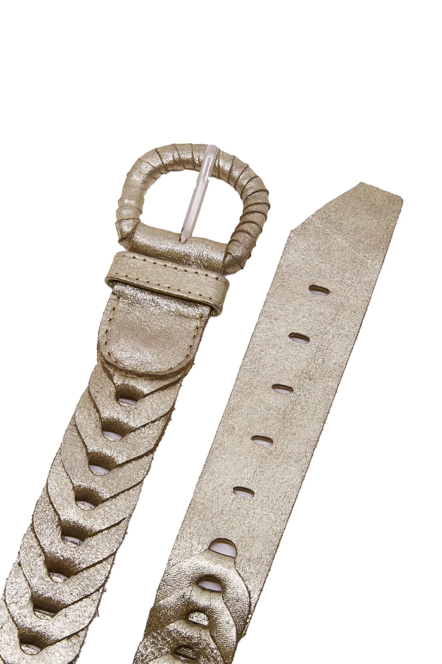 Shop Carolina Plaited Jeans Belt Metallic Light Gold
